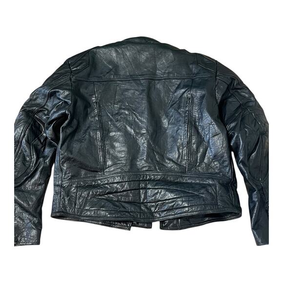Leather Motorcycle Jacket Mens Vintage Moto Cafe Racer Biker Rider 48 - Picture 6 of 9